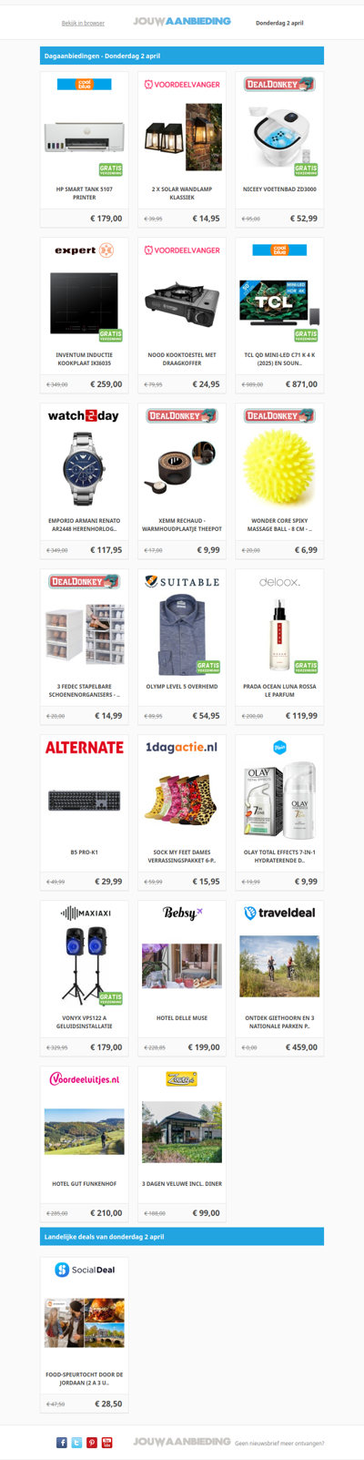 Alle dagaanbiedingen van donderdag 2 april