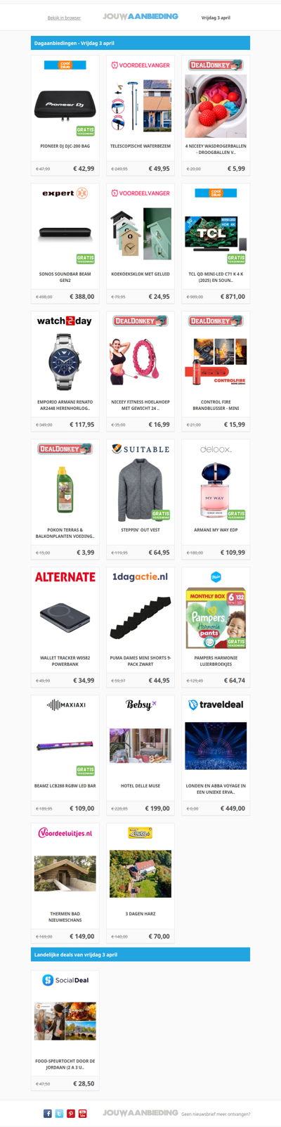 Alle dagaanbiedingen van vrijdag 3 april