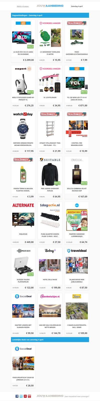 Alle dagaanbiedingen van zaterdag 4 april