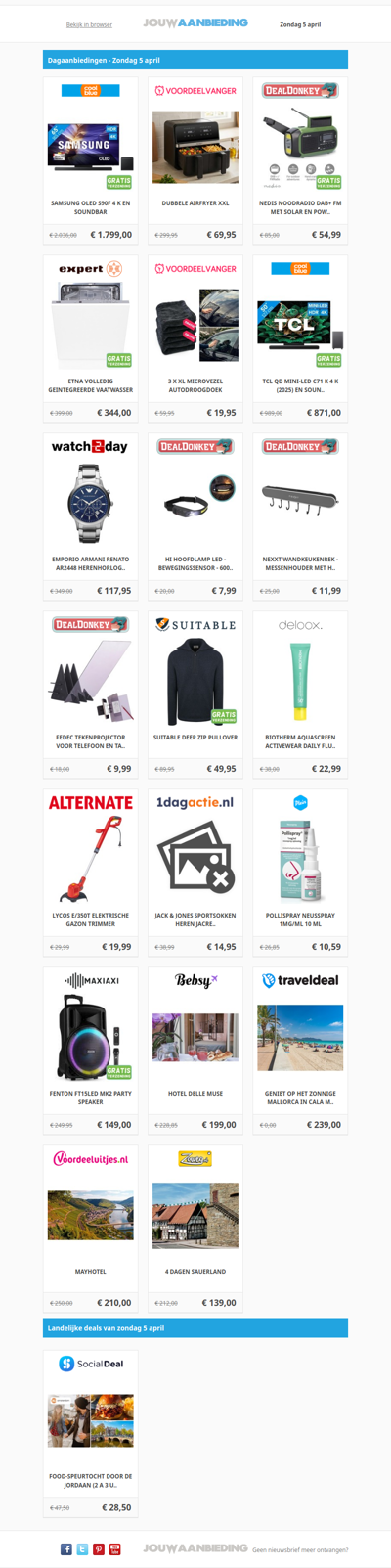 Alle dagaanbiedingen van zondag 5 april