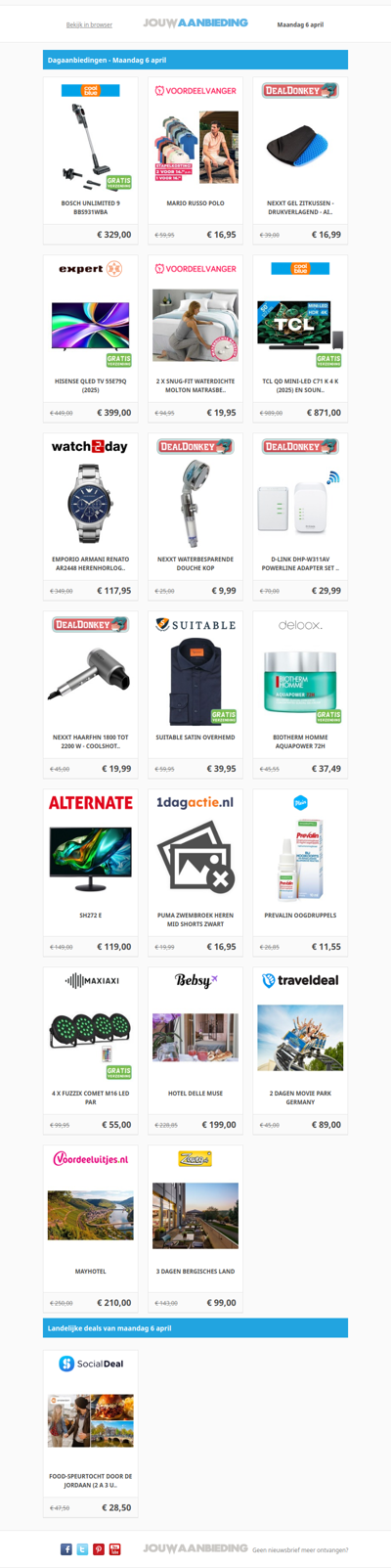 Alle dagaanbiedingen van maandag 6 april