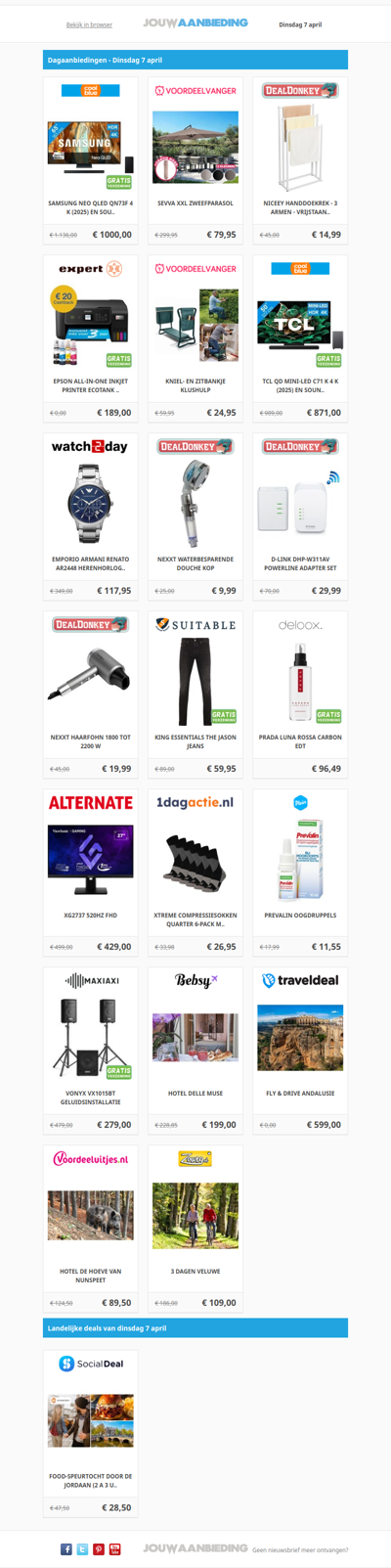 Alle dagaanbiedingen van dinsdag 7 april