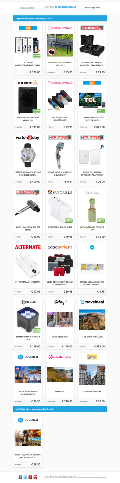 Alle dagaanbiedingen van woensdag 8 april