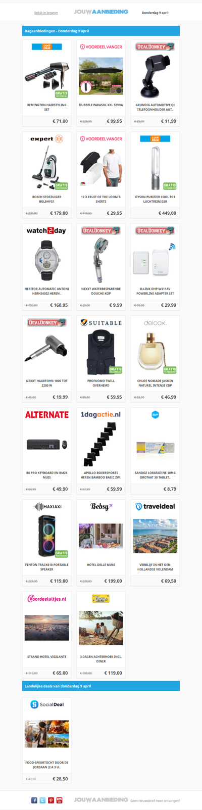 Alle dagaanbiedingen van donderdag 9 april