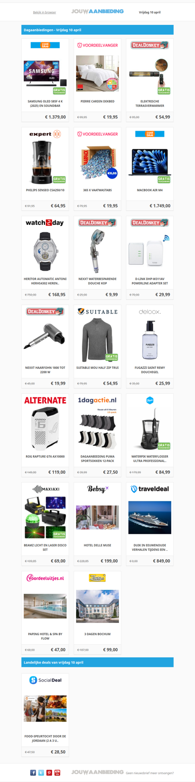 Alle dagaanbiedingen van vrijdag 10 april