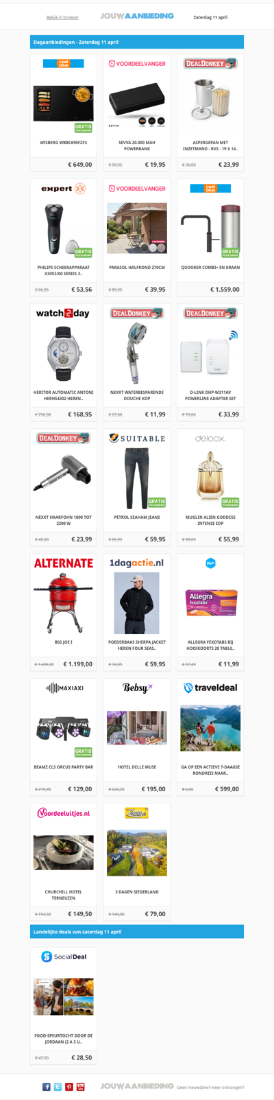 Alle dagaanbiedingen van zaterdag 11 april