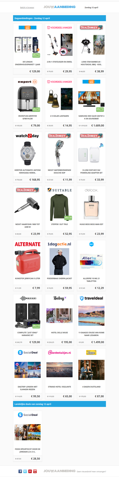 Alle dagaanbiedingen van zondag 12 april