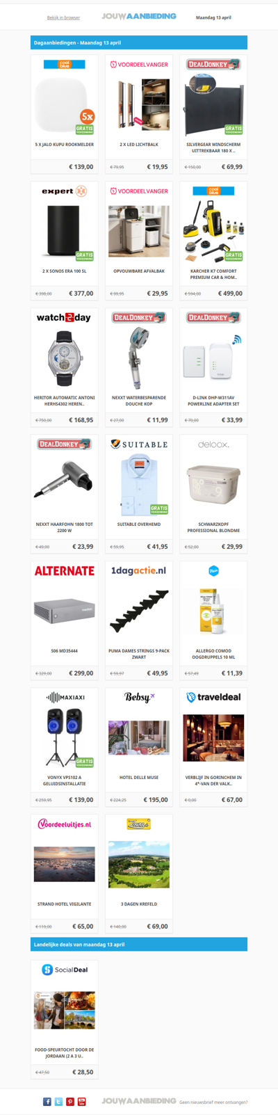 Alle dagaanbiedingen van maandag 13 april