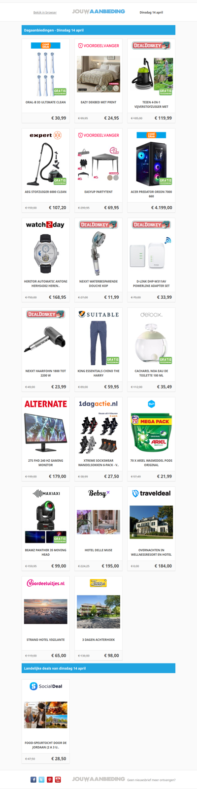 Alle dagaanbiedingen van dinsdag 14 april