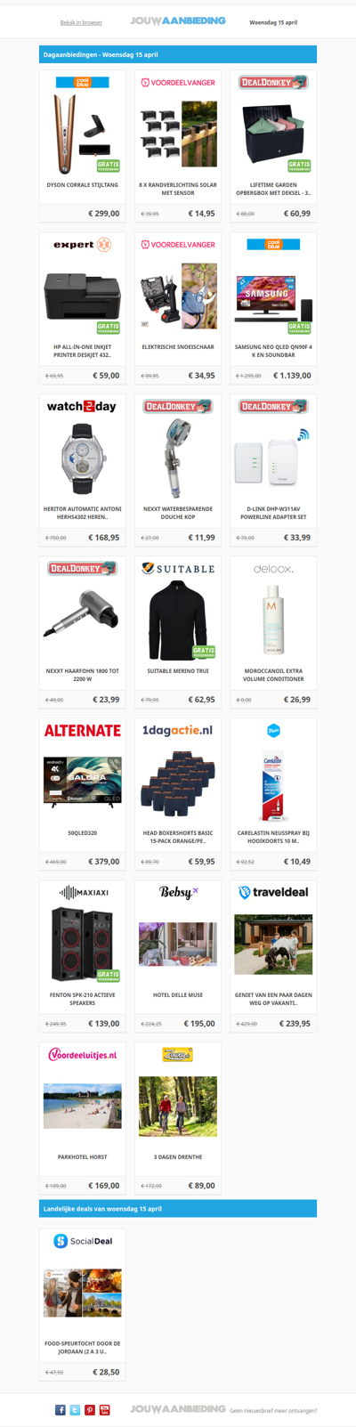 Alle dagaanbiedingen van woensdag 15 april