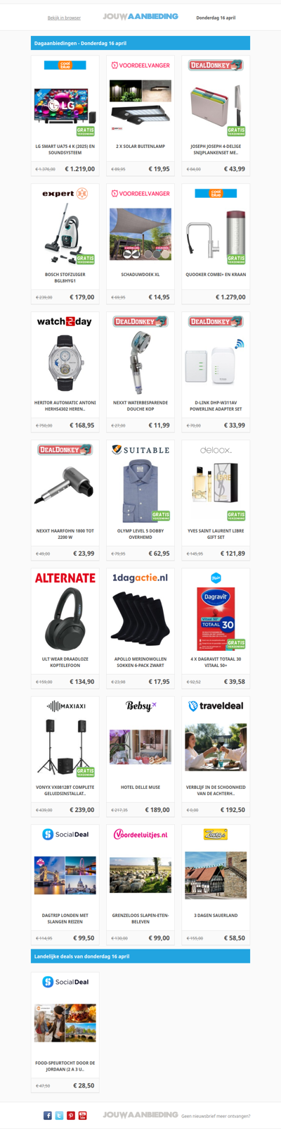 Alle dagaanbiedingen van donderdag 16 april