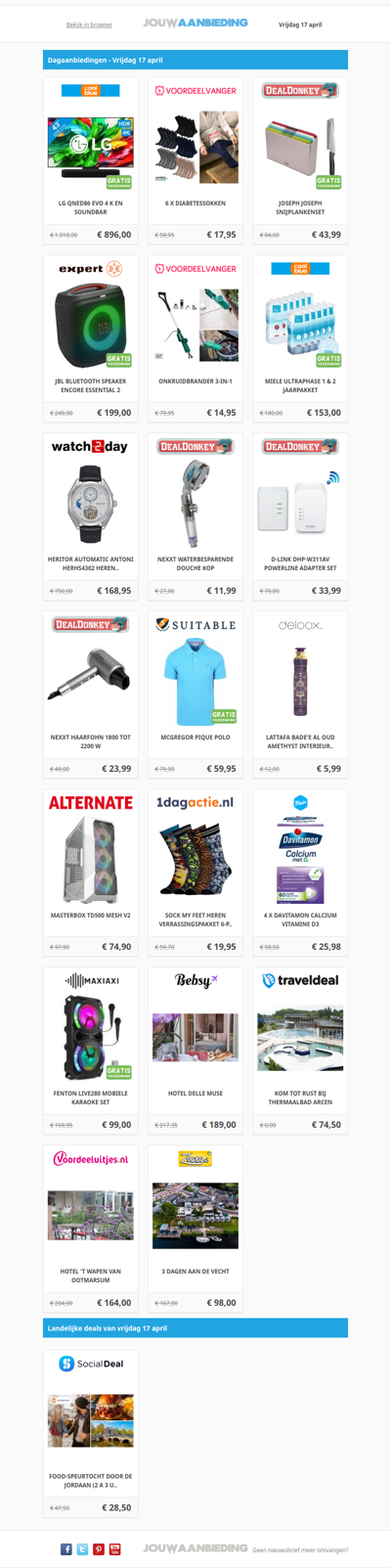 Alle dagaanbiedingen van vrijdag 17 april