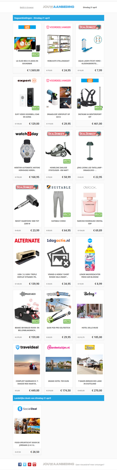 Alle dagaanbiedingen van dinsdag 21 april