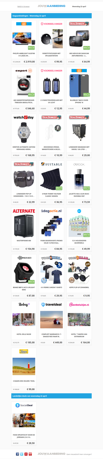 Alle dagaanbiedingen van woensdag 22 april