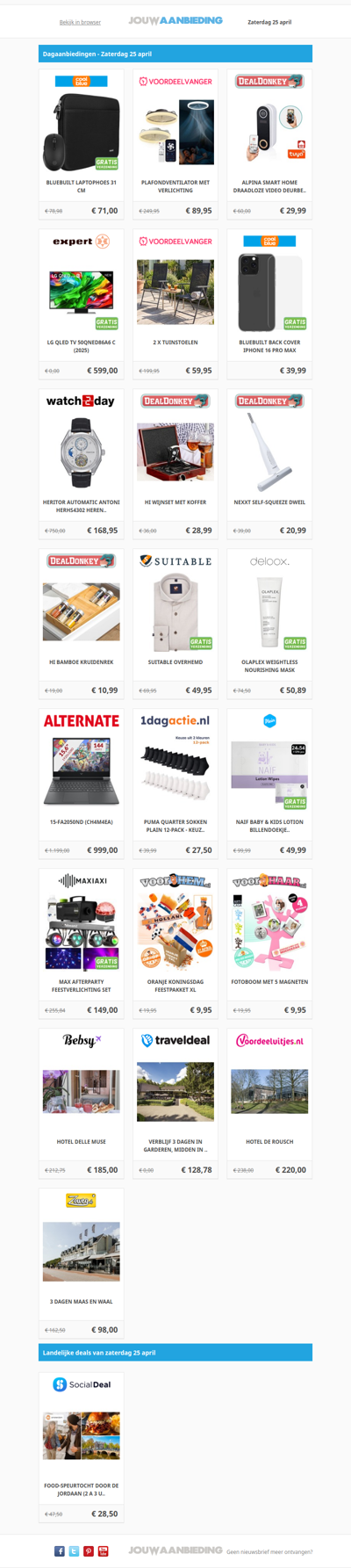 Alle dagaanbiedingen van zaterdag 25 april