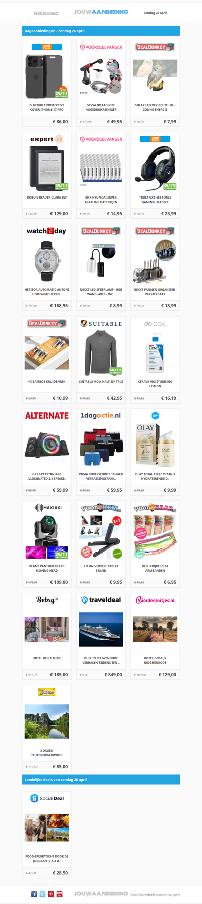 Alle dagaanbiedingen van zondag 26 april