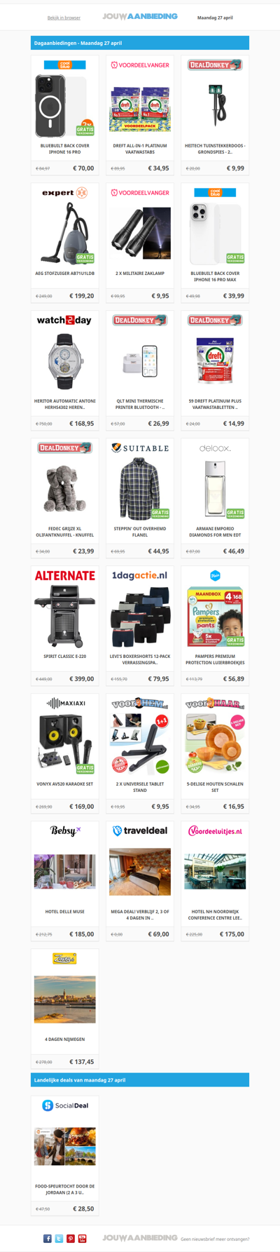 Alle dagaanbiedingen van maandag 27 april