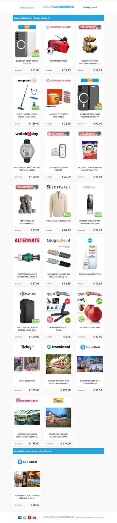 Alle dagaanbiedingen van dinsdag 28 april