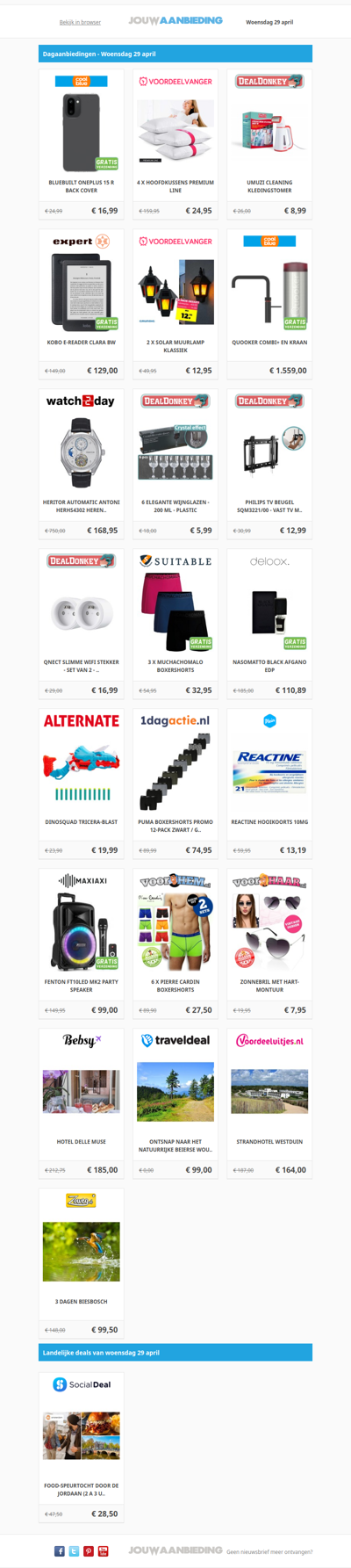 Alle dagaanbiedingen van woensdag 29 april