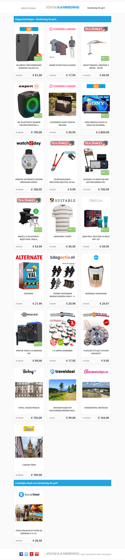 Alle dagaanbiedingen van donderdag 30 april