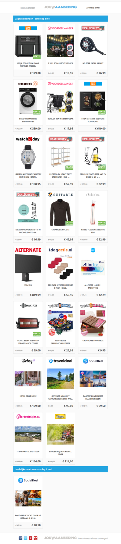 Alle dagaanbiedingen van zaterdag 2 mei