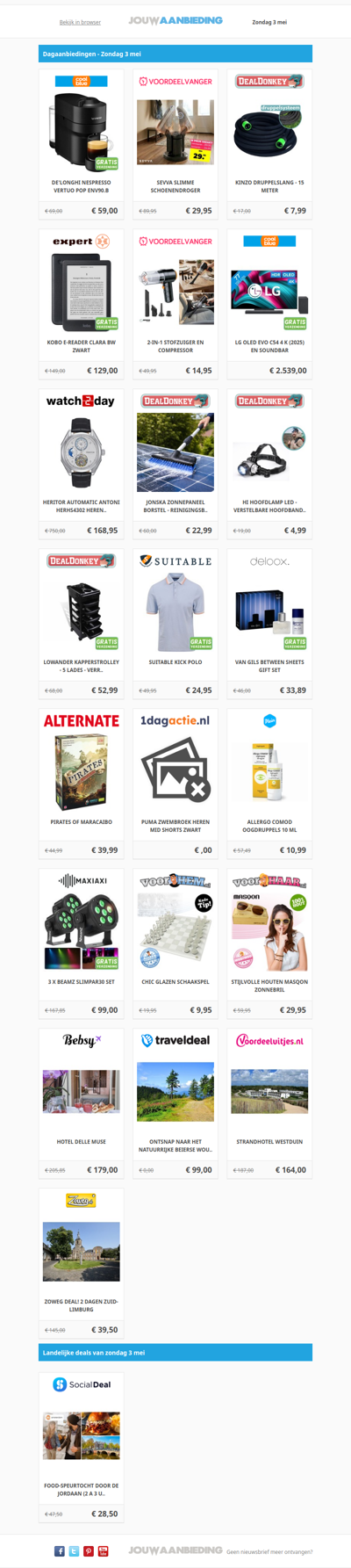 Alle dagaanbiedingen van zondag 3 mei