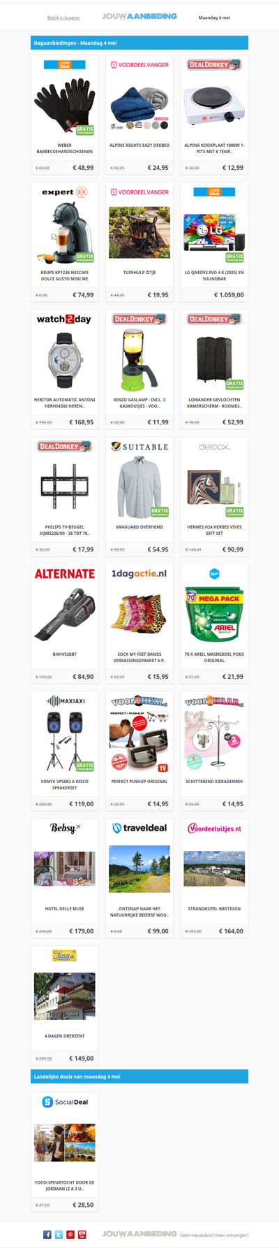 Alle dagaanbiedingen van maandag 4 mei