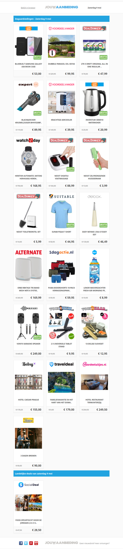 Alle dagaanbiedingen van zaterdag 9 mei