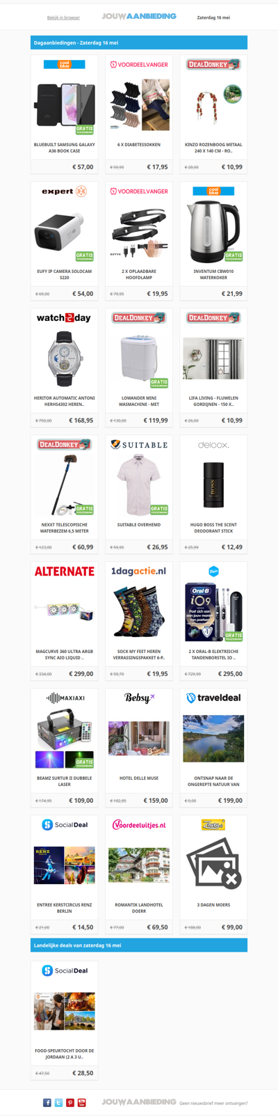 Alle dagaanbiedingen van zaterdag 16 mei