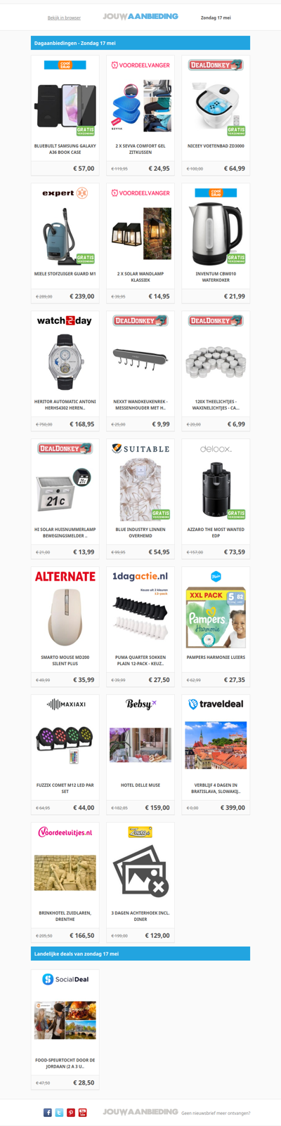 Alle dagaanbiedingen van zondag 17 mei