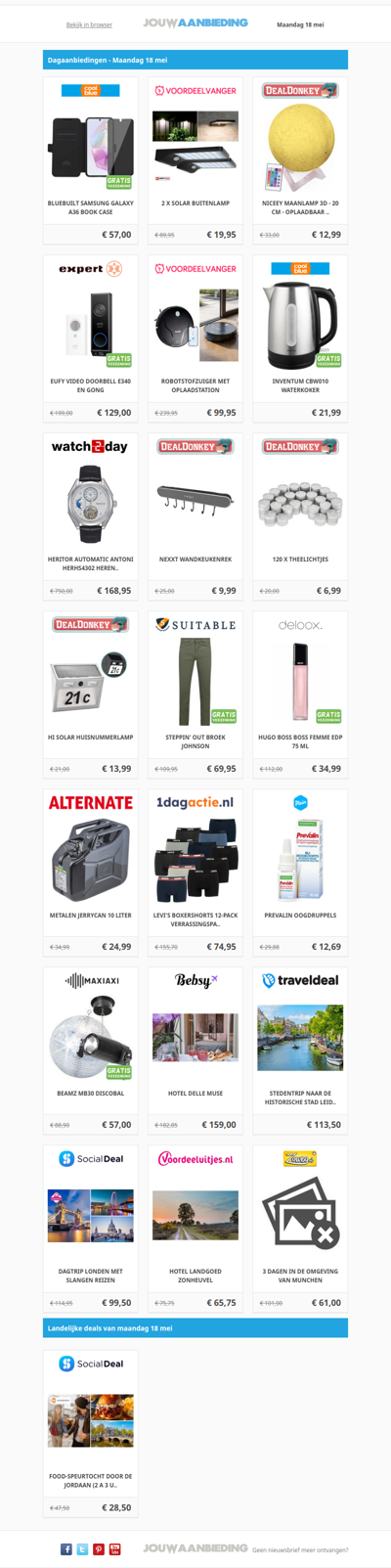 Alle dagaanbiedingen van maandag 18 mei