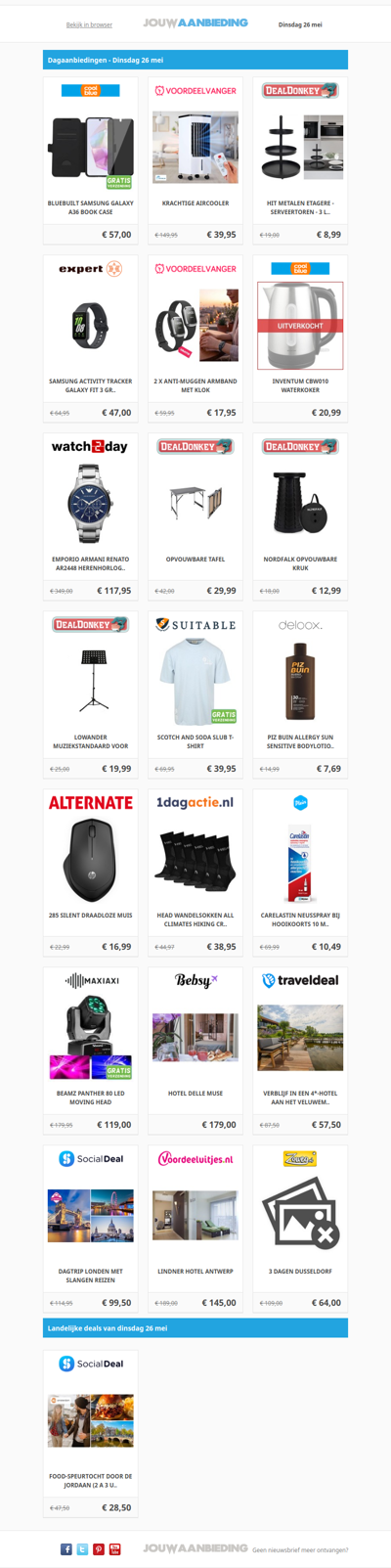 Alle dagaanbiedingen van dinsdag 26 mei
