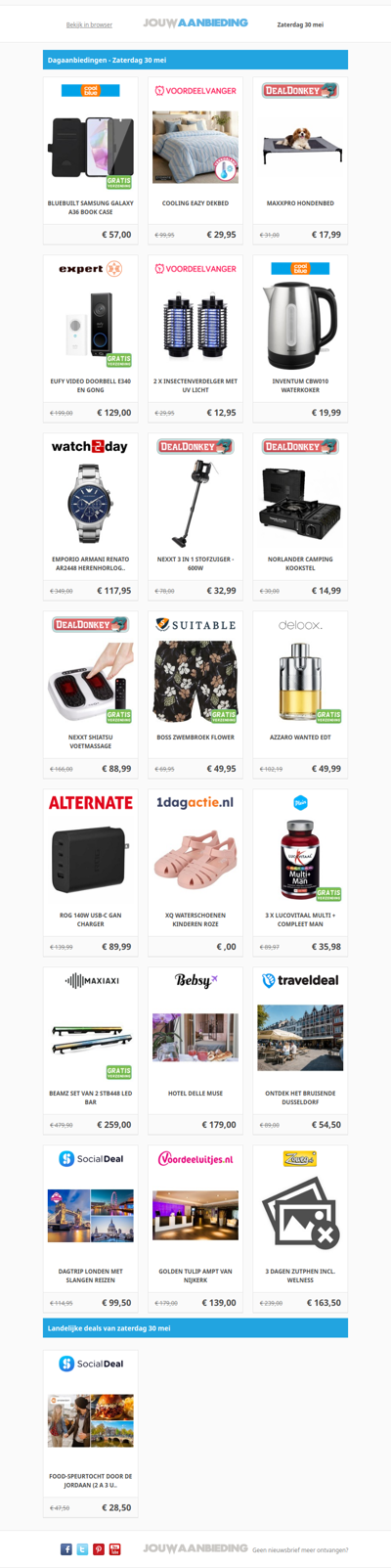 Alle dagaanbiedingen van zaterdag 30 mei