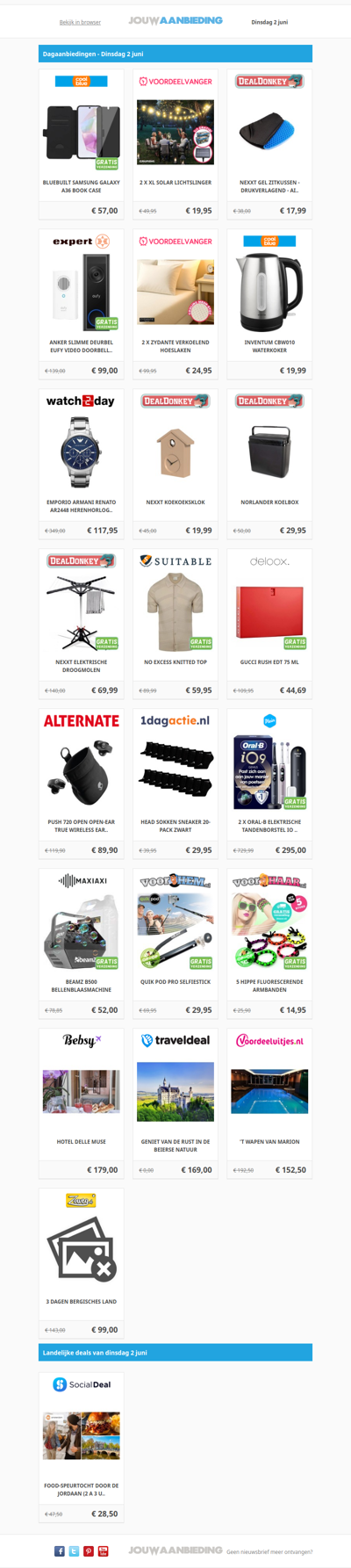 Alle dagaanbiedingen van dinsdag 2 juni