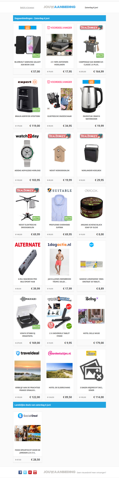 Alle dagaanbiedingen van zaterdag 6 juni