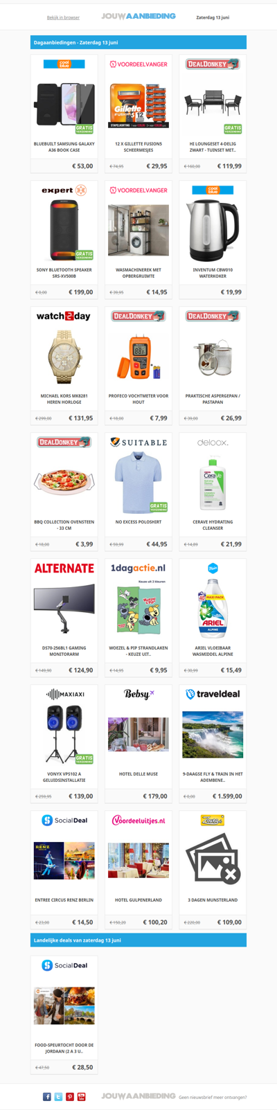Alle dagaanbiedingen van zaterdag 13 juni