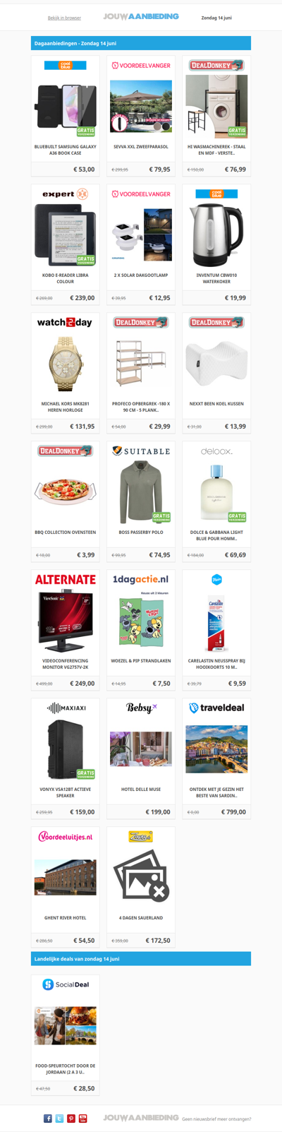 Alle dagaanbiedingen van zondag 14 juni