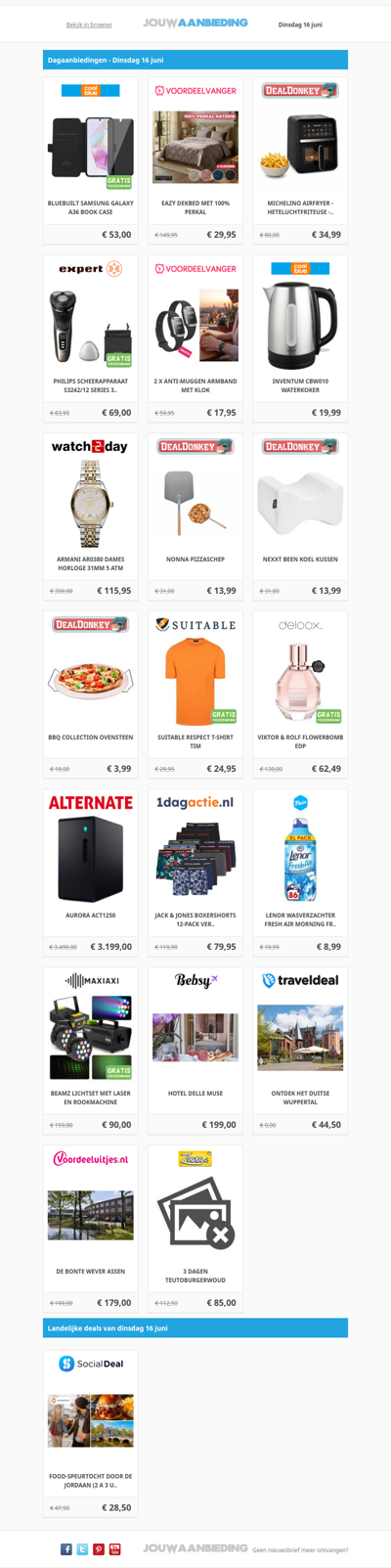 Alle dagaanbiedingen van dinsdag 16 juni