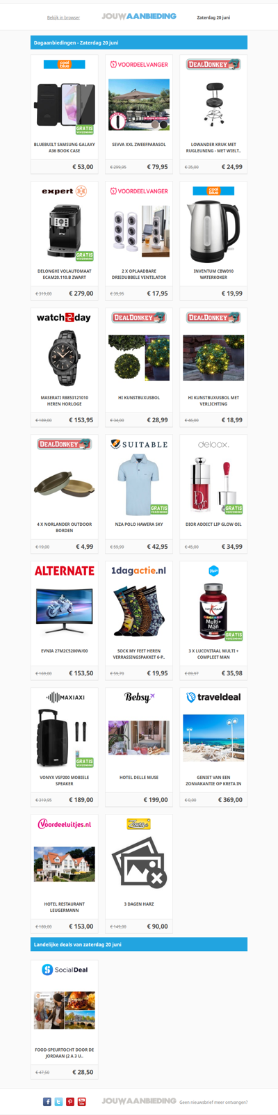 Alle dagaanbiedingen van zaterdag 20 juni