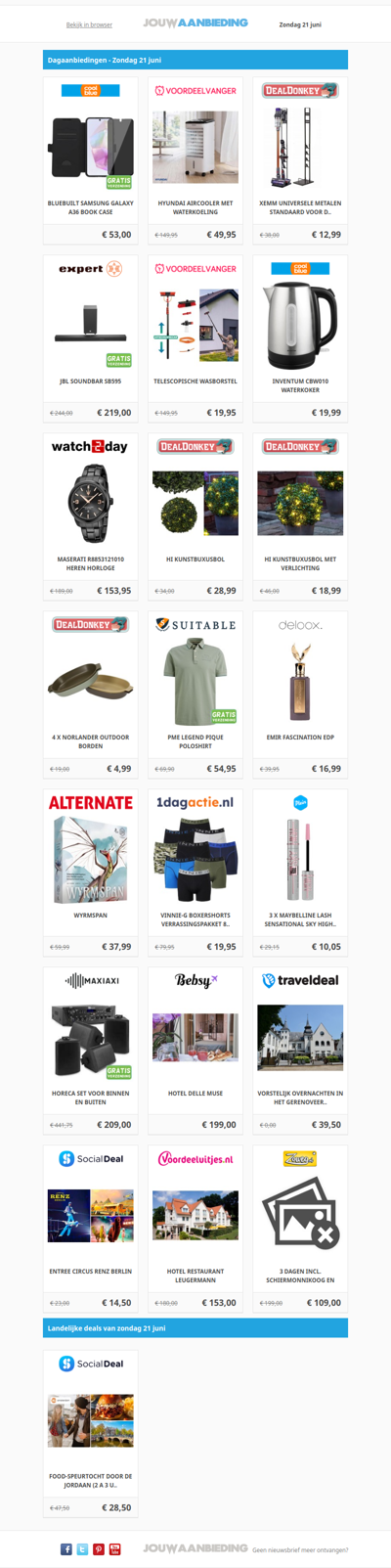 Alle dagaanbiedingen van zondag 21 juni