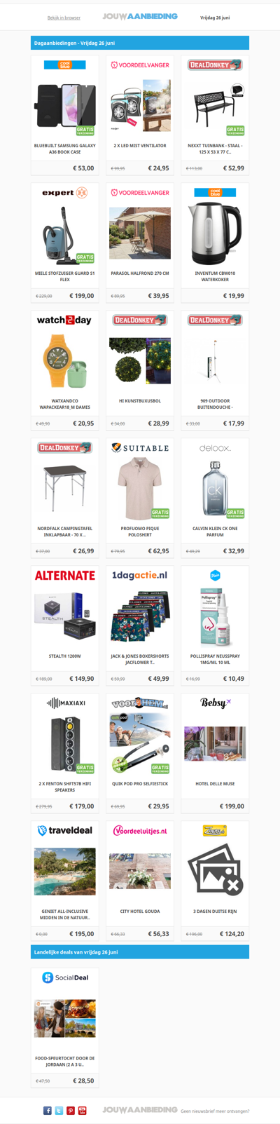 Alle dagaanbiedingen van vrijdag 26 juni
