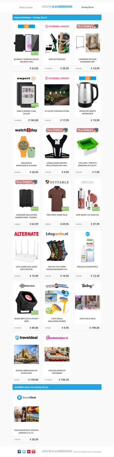 Alle dagaanbiedingen van zondag 28 juni