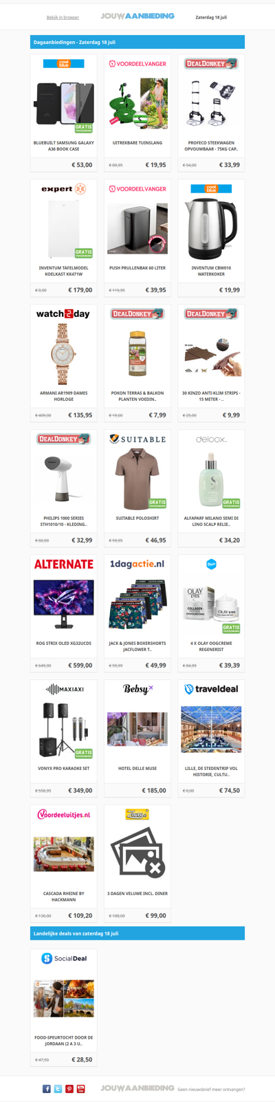 Alle dagaanbiedingen van zaterdag 18 juli