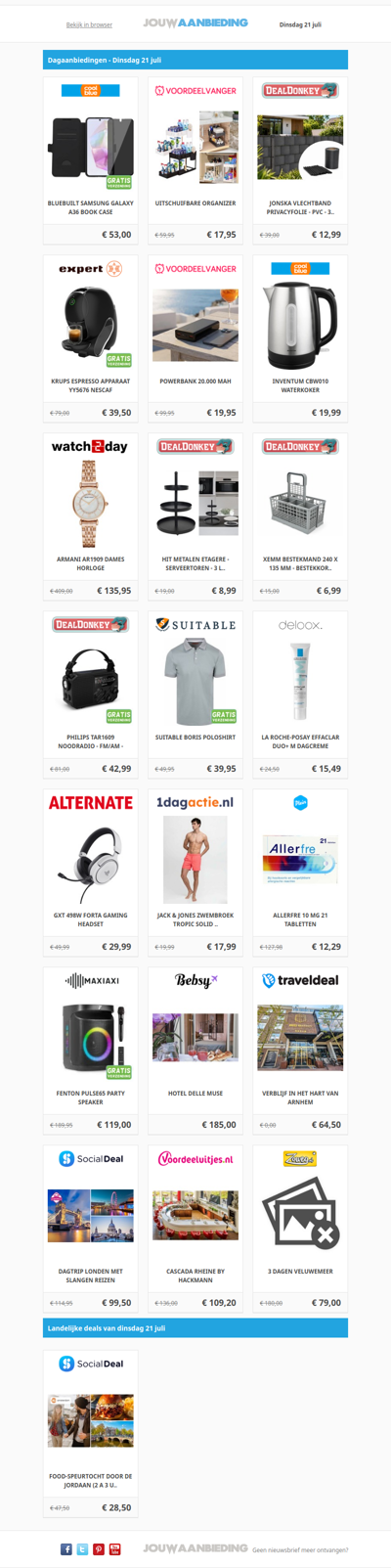 Alle dagaanbiedingen van dinsdag 21 juli