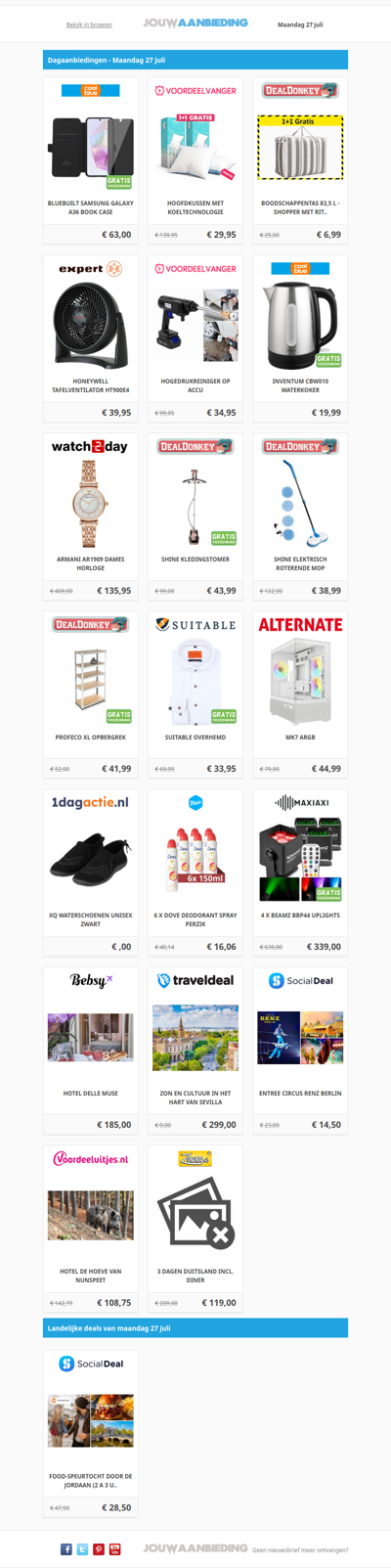 Alle dagaanbiedingen van maandag 27 juli