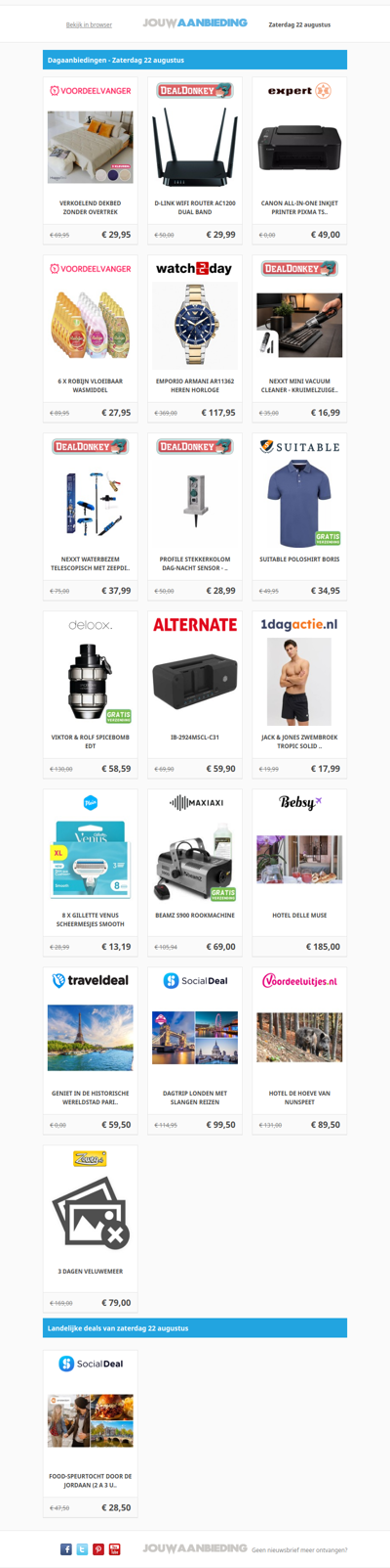 Alle dagaanbiedingen van zaterdag 22 augustus