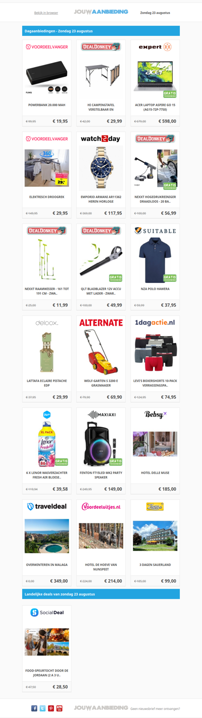 Alle dagaanbiedingen van zondag 23 augustus