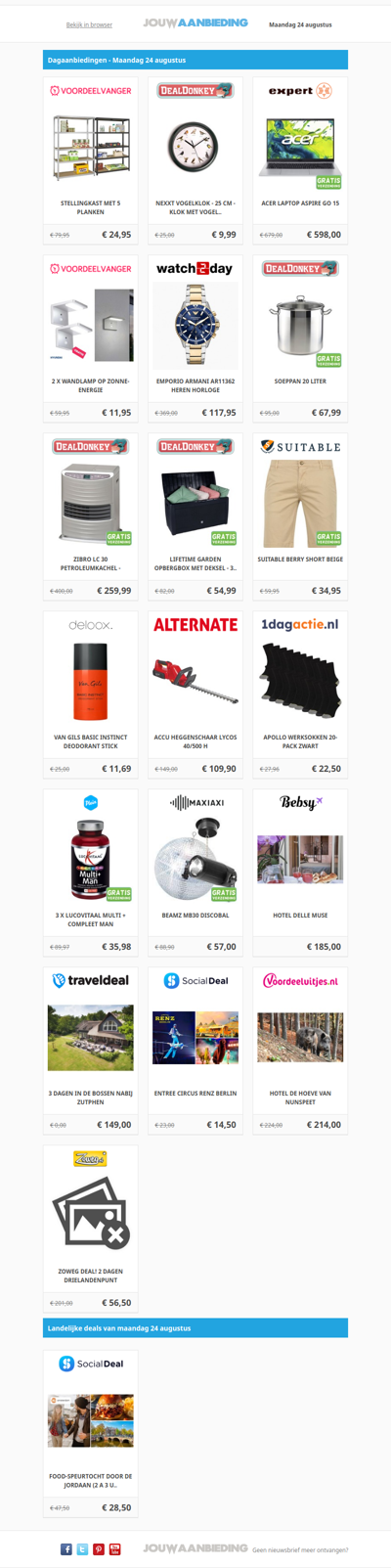 Alle dagaanbiedingen van maandag 24 augustus