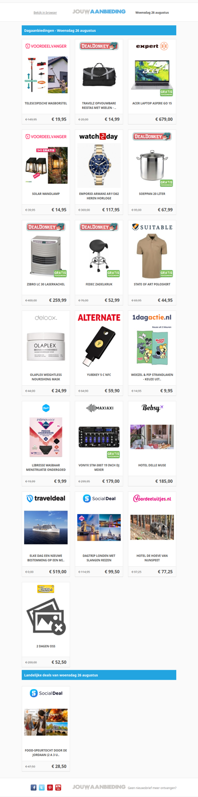 Alle dagaanbiedingen van woensdag 26 augustus