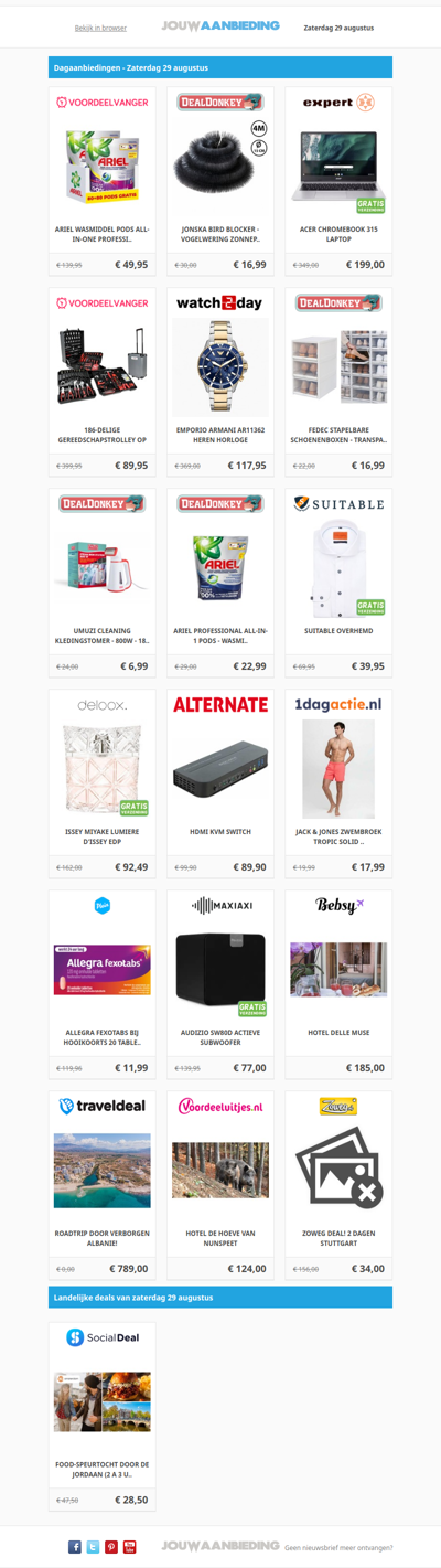 Alle dagaanbiedingen van zaterdag 29 augustus